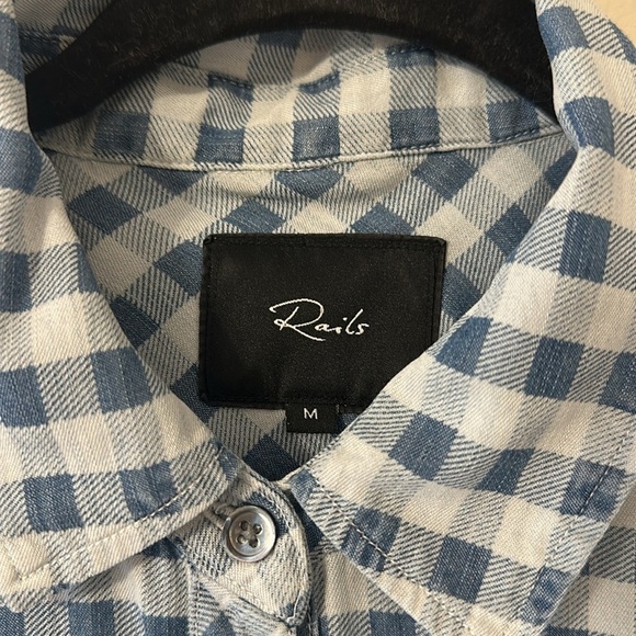 Rails Womens Carter Button Down Shirt Blue Mini Check Sz Medium Coastal Cowgirl - Picture 4 of 10